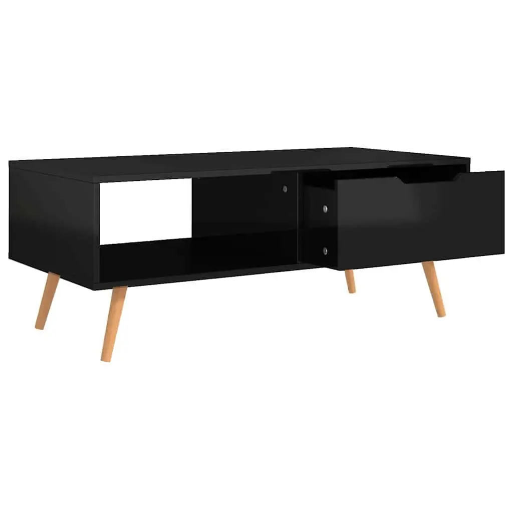 Coffee Table Engineered Wood High Gloss Black 100 x 49.5 x 43 cm