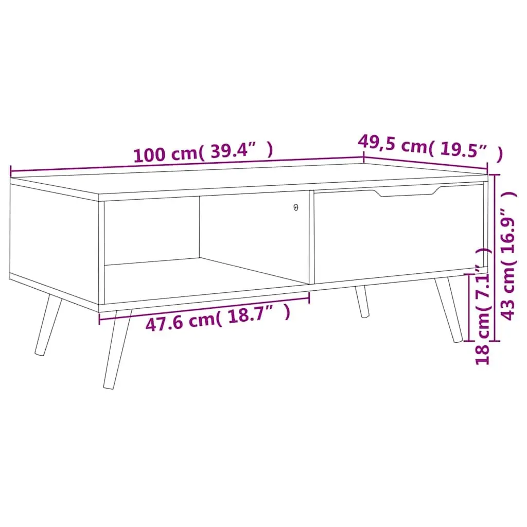 Coffee Table Brown Engineered Wood Living Room Accent Furniture Side Table