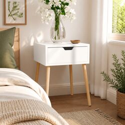 Durable White Bedside Cabinet 40x40x56cm for Storage