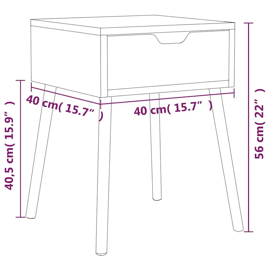 White Bedside Cabinet 40x40x56cm for Storage
