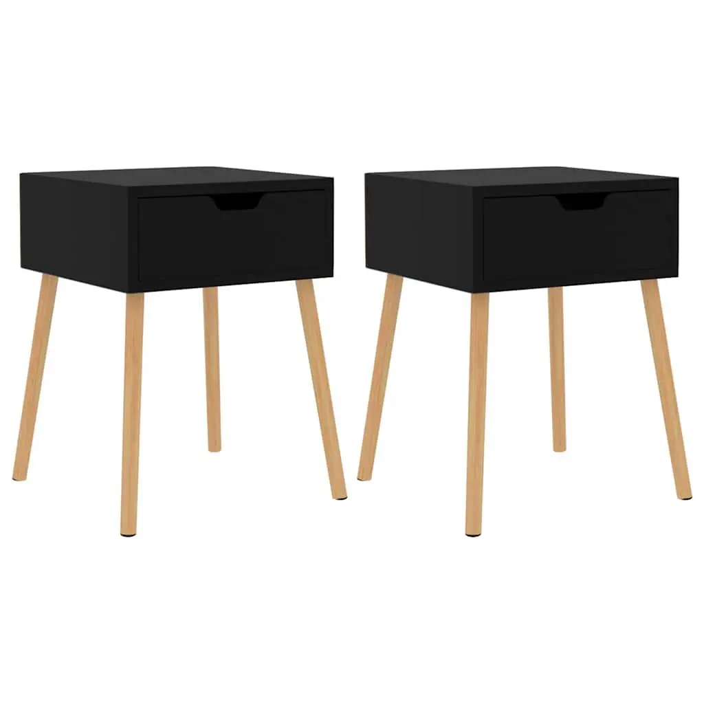 Bedside Cabinets Engineered Wood 40x40x56 cm Black 2 Piece