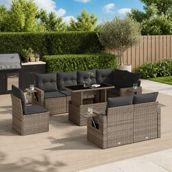 Durable 9 Piece Modular Garden Sofa Set in Grey