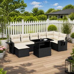 8-Piece Modular Outdoor Rattan Sofa Set with Cushions