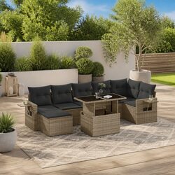 Modular 8-Piece Grey Rattan Garden Sofa Set