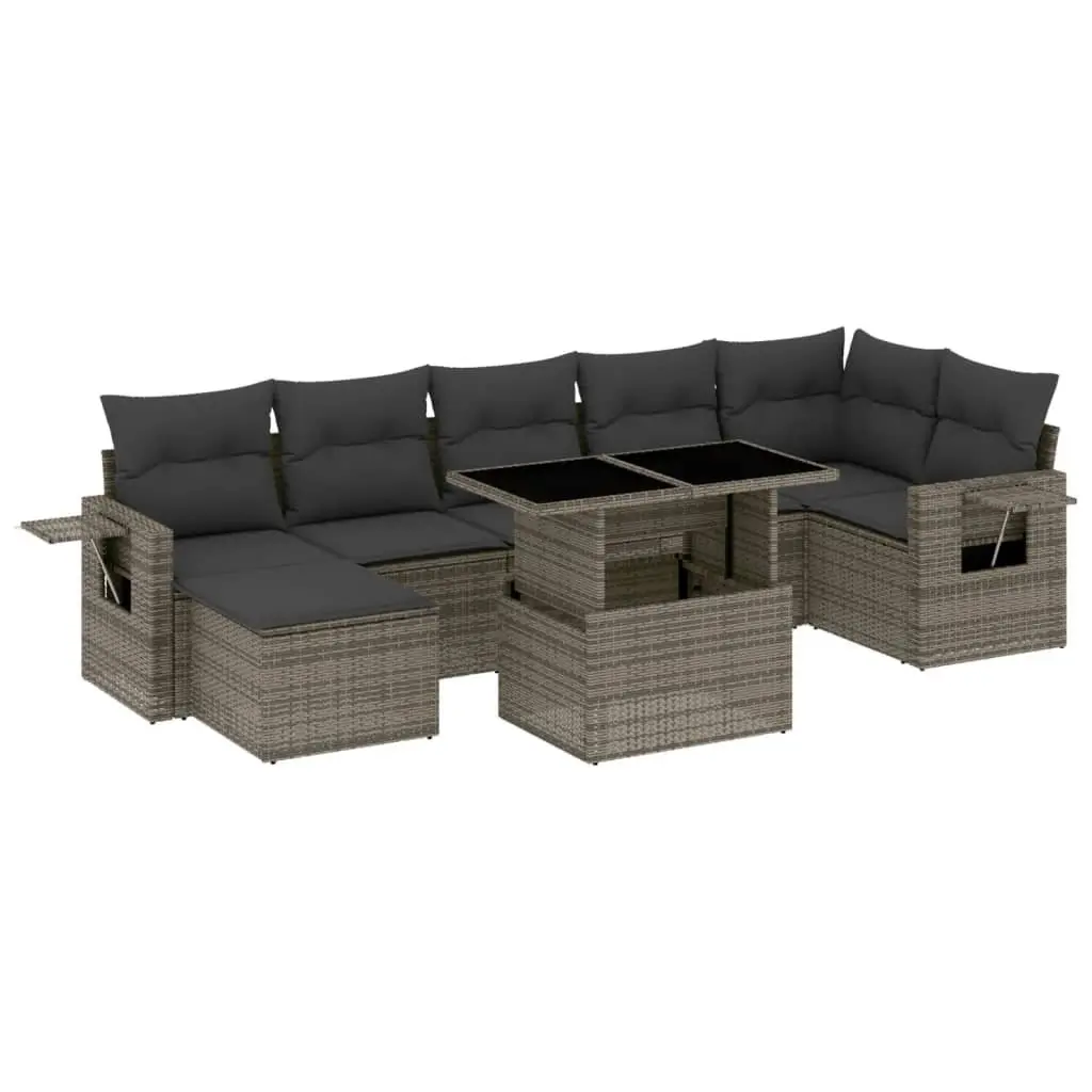 Modular 8-Piece Grey Rattan Garden Sofa Set