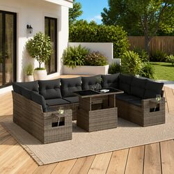 Durable 10-Piece Grey Modular Garden Sofa Set