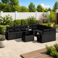 Premium 10-Piece Modular Garden Sofa Set in Black