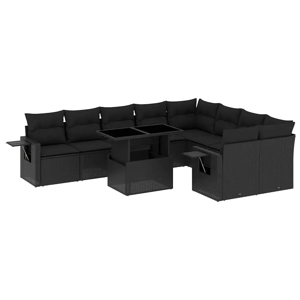 10-Piece Modular Garden Sofa Set in Black