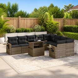 10-Piece Modular Garden Sofa Set with Cushions