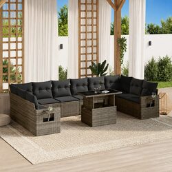 11 Piece Rattan Modular Garden Sofa Set with Cushions