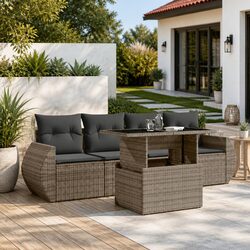 Sturdy 5-Piece Garden Sofa Set with Grey Cushions