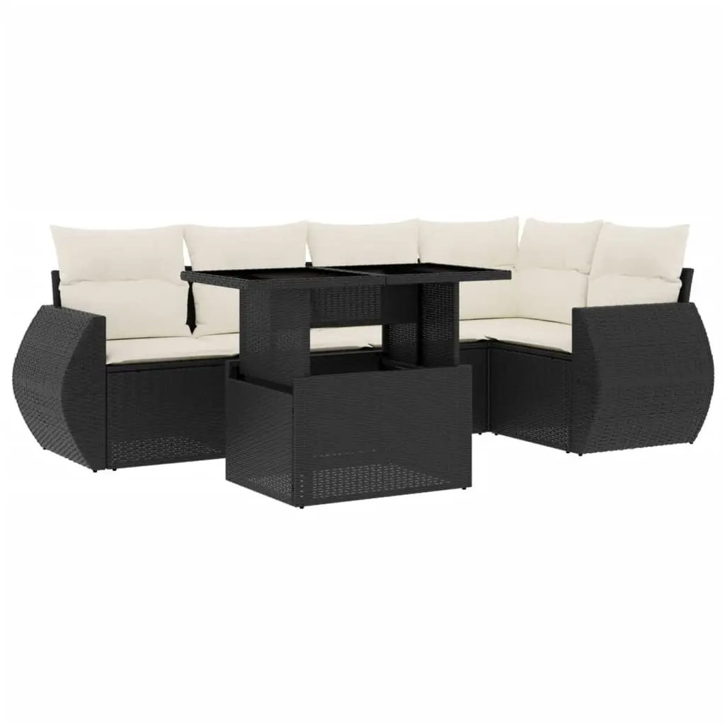 6 Piece Garden Sofa Set with Adjustable Table