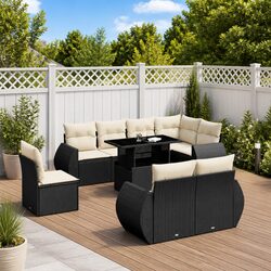 Premium 9 Piece Rattan Garden Sofa Set with Cushions