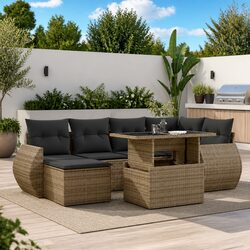 Durable 7-Piece Modular Garden Sofa Set in Grey