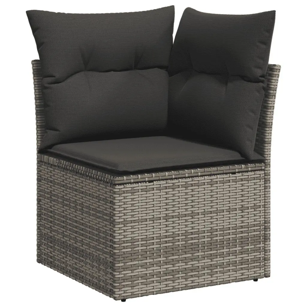 Garden Sofa Set PE Rattan 9 Piece Outdoor Furniture Grey Patio Seating