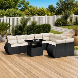 Modular Black Garden Sofa Set 10-Piece Outdoor Lounge