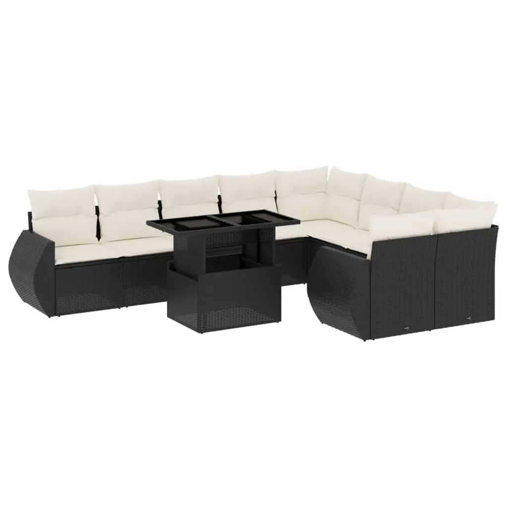 Modular Black Garden Sofa Set 10-Piece Outdoor Lounge