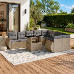 10-Piece Outdoor Modular Sofa Set with Cushions