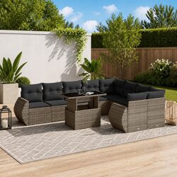 Premium 10 Piece Grey Poly Rattan Garden Sofa Set