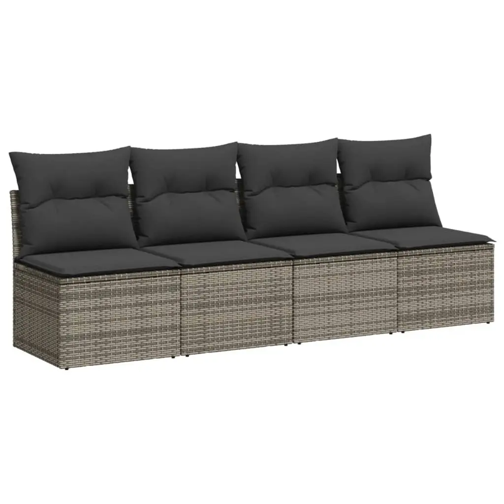 10 Piece Grey Poly Rattan Garden Sofa Set