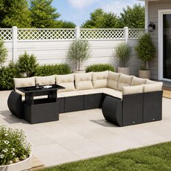 10-Piece Modular Outdoor Sofa Set in Black Rattan