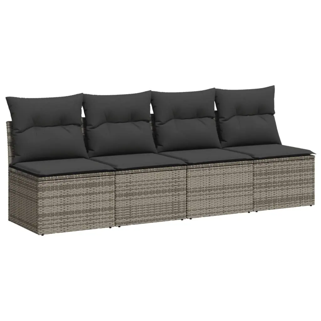10 Piece Garden Sofa Set with Grey Cushions