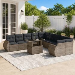 11 Piece Grey Modular Patio Sofa Set with Cushions
