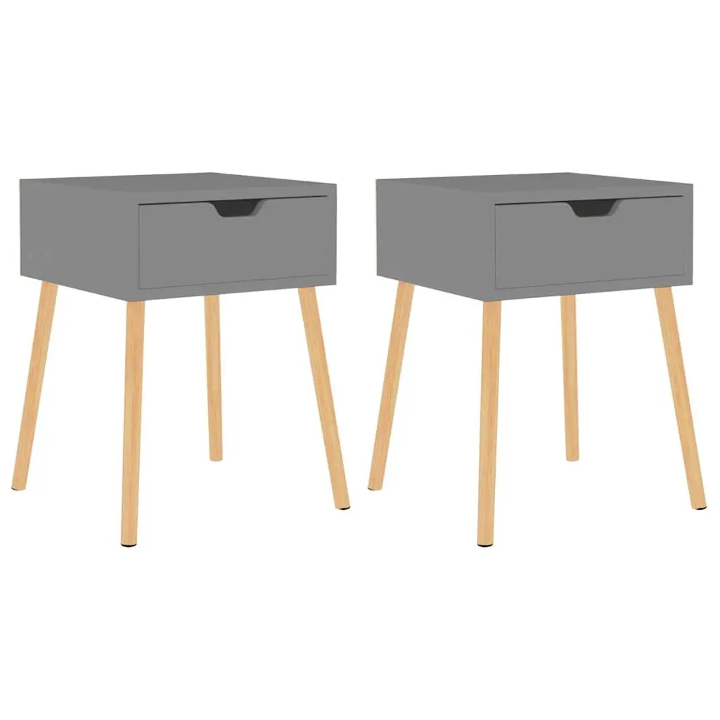 Bedside Cabinets 2 pcs Grey 40x40x56 cm Storage Nightstand Side Table Drawer