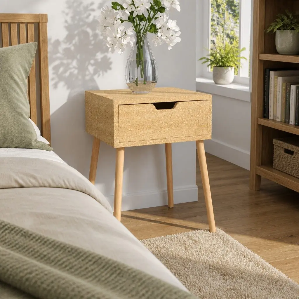 Brown Engineered Wood Bedside Cabinet