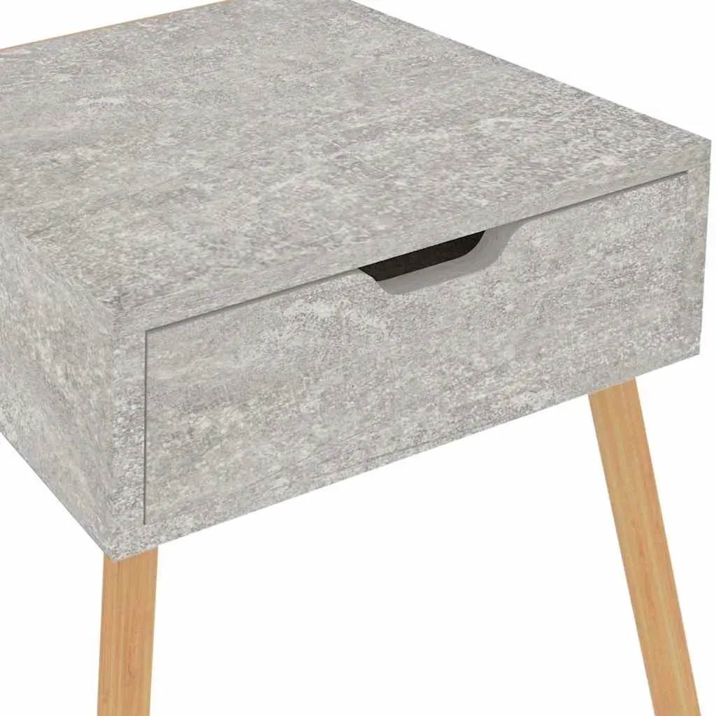 Grey Engineered Wood Bedside Cabinets Set of 2