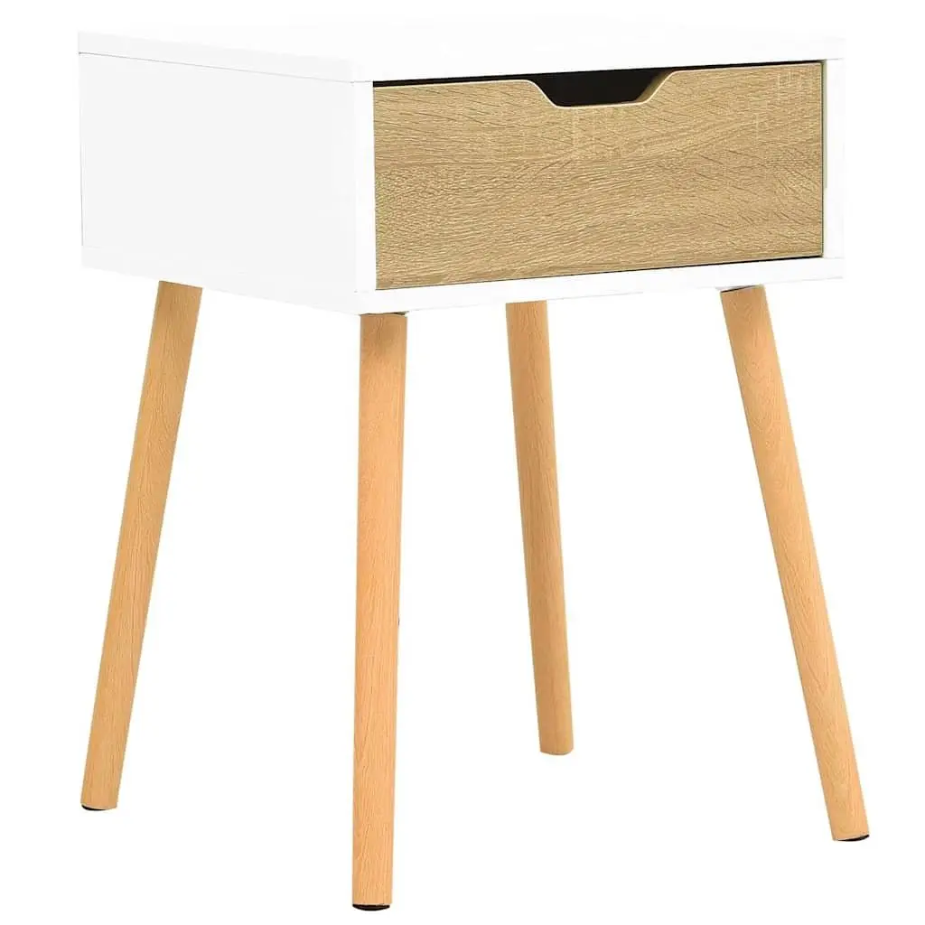White Sonoma Oak Engineered Wood Nightstand