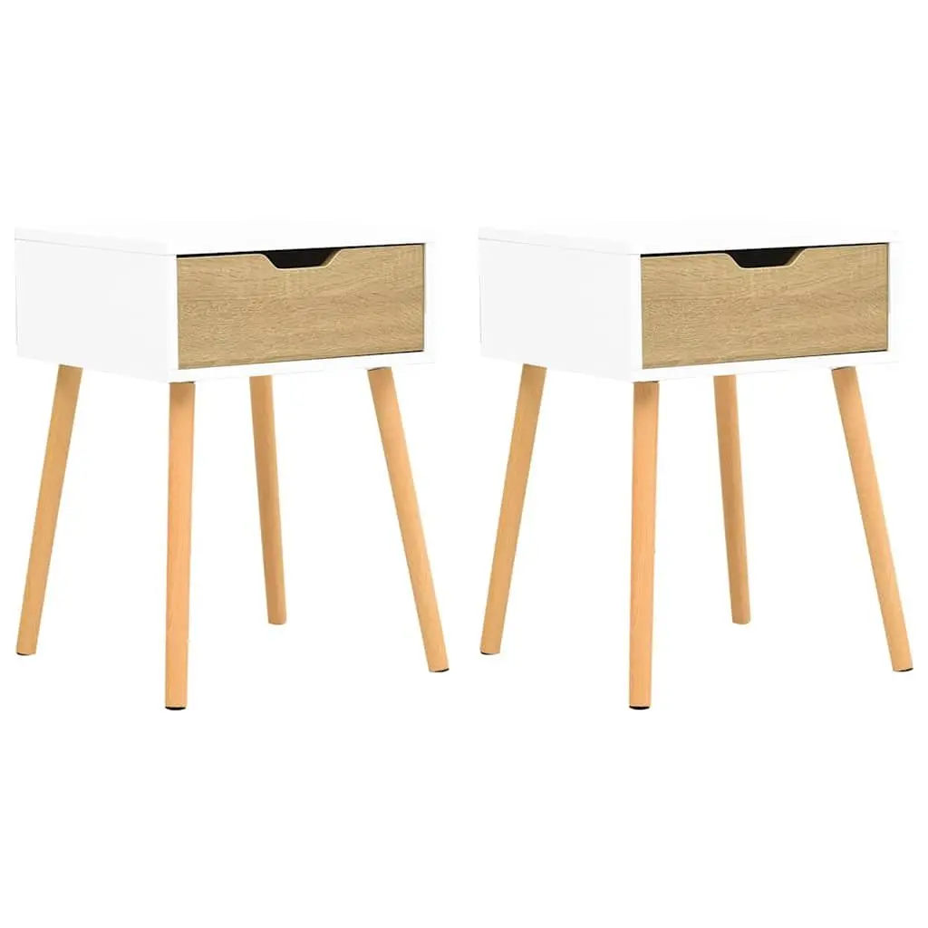 Bedside Cabinets Set in White Sonoma Oak