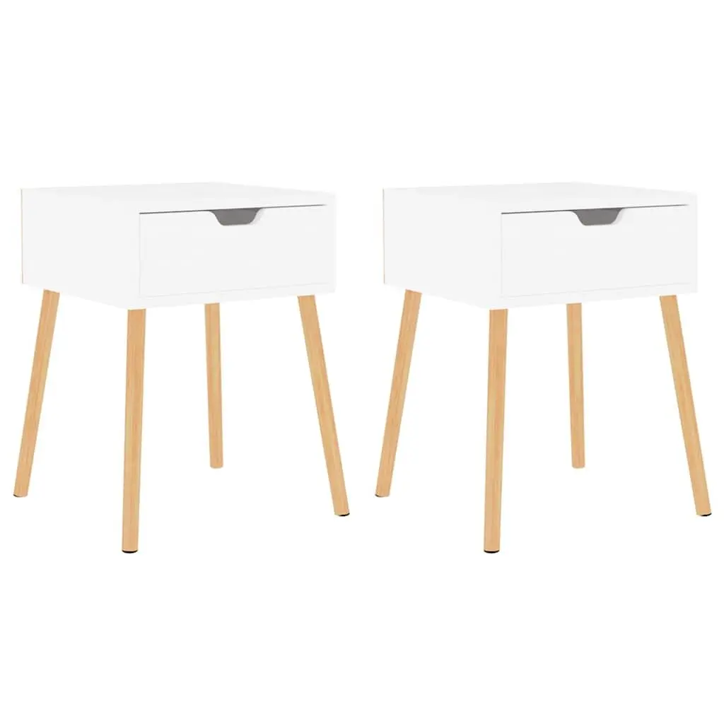 Bedside Cabinets 2 Pieces White High Gloss Storage Table Drawer Bedroom