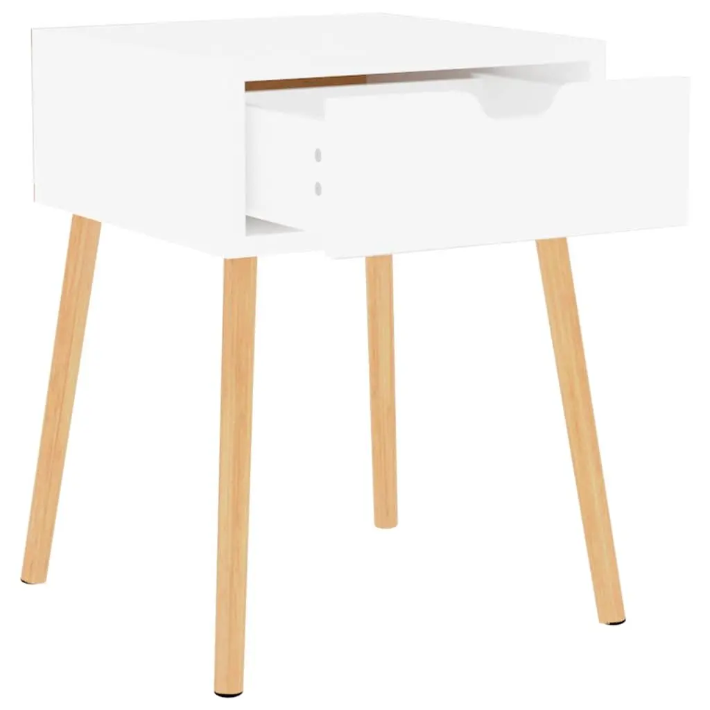 Bedside Cabinets 2 Pieces White High Gloss Storage Table Drawer Bedroom