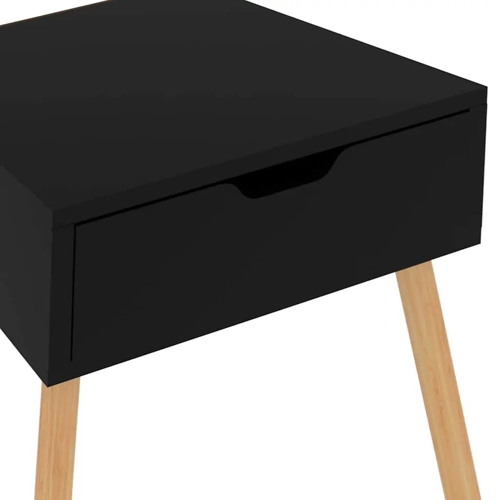 Bedside Cabinets 2 Pieces High Gloss Black Modern Side Table Storage Nightstand