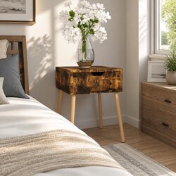 Stylish Brown Bedside Cabinet with Drawer 40x40x56 cm