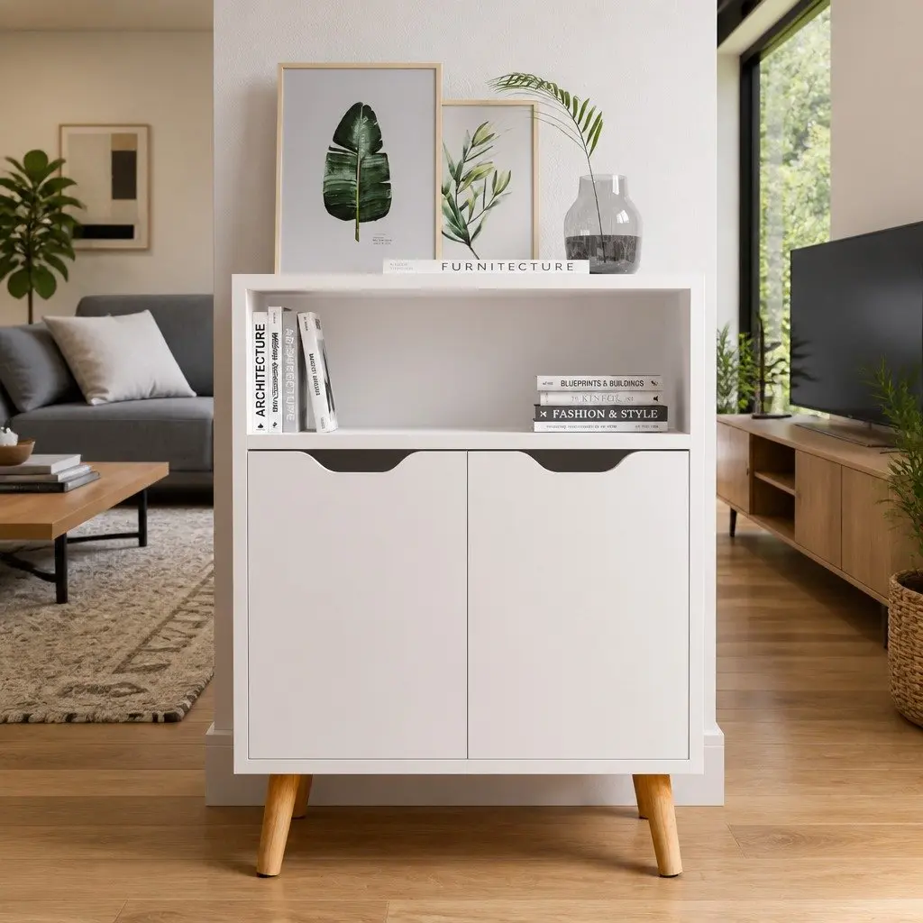 White Sideboard Storage Cabinet for Living Spaces