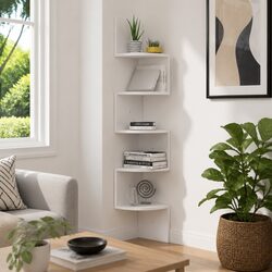 Stylish White Wall Corner Shelf 19x19x123cm