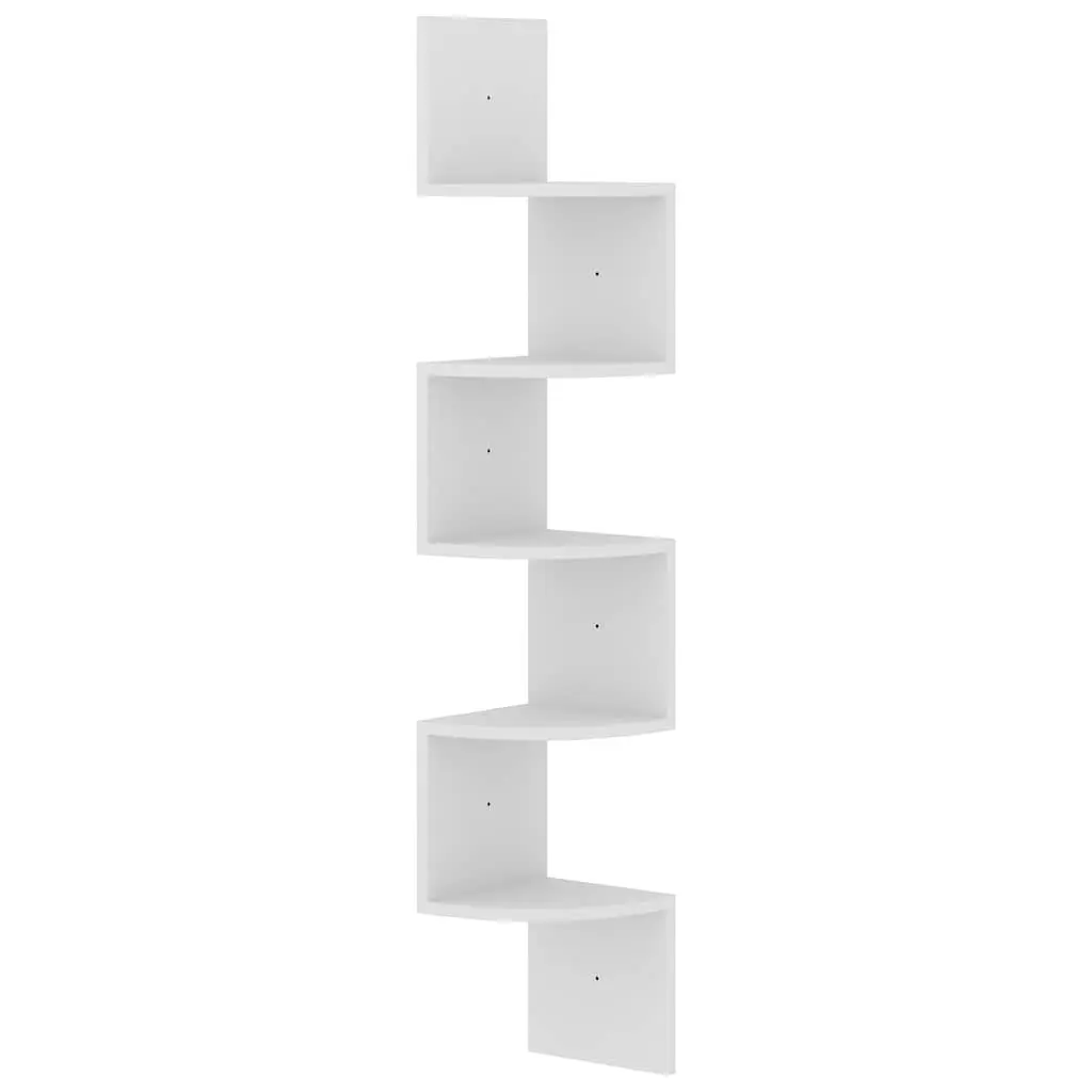 Wall Corner Shelf Engineered Wood 19x19x123cm White