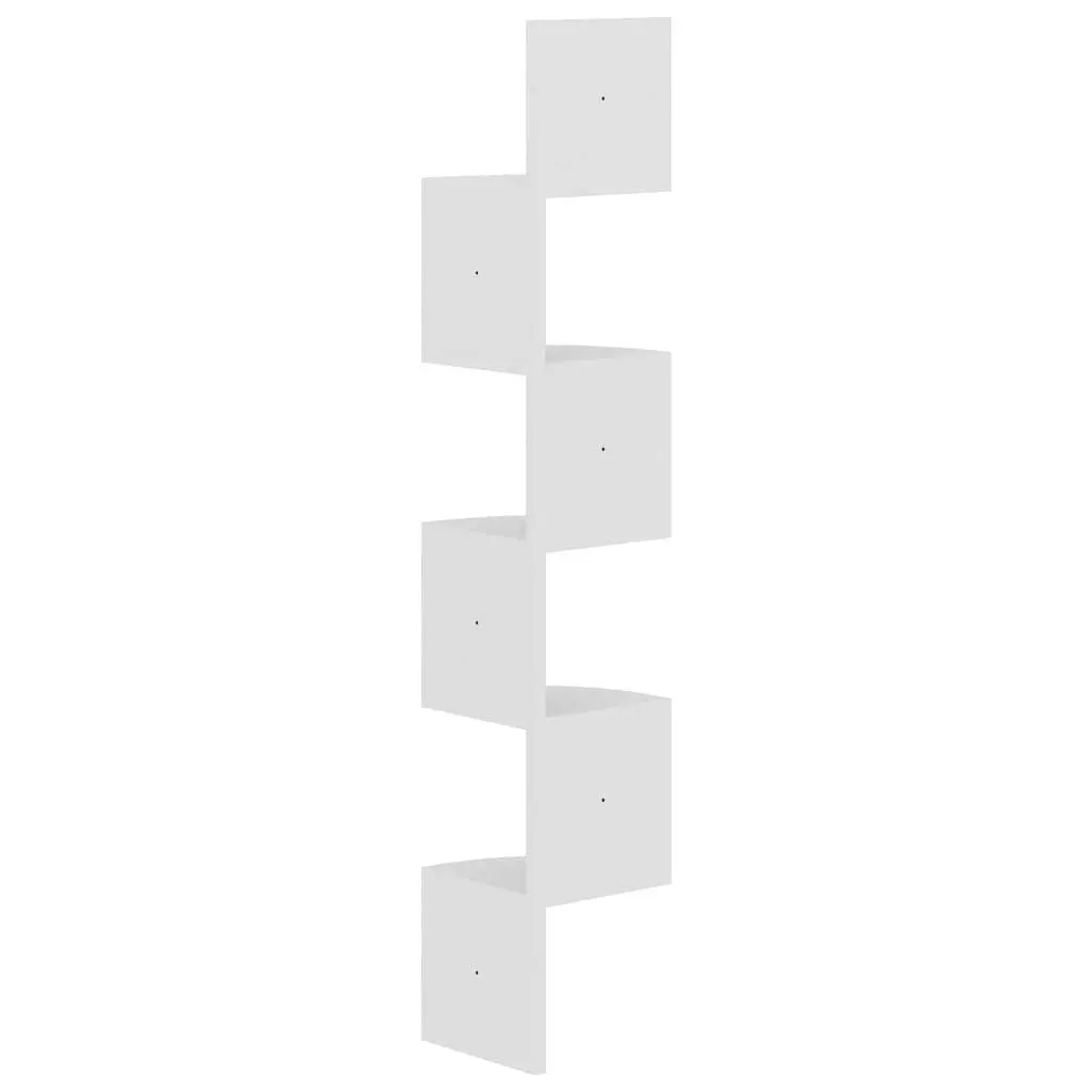 Wall Corner Shelf Engineered Wood 19x19x123cm White