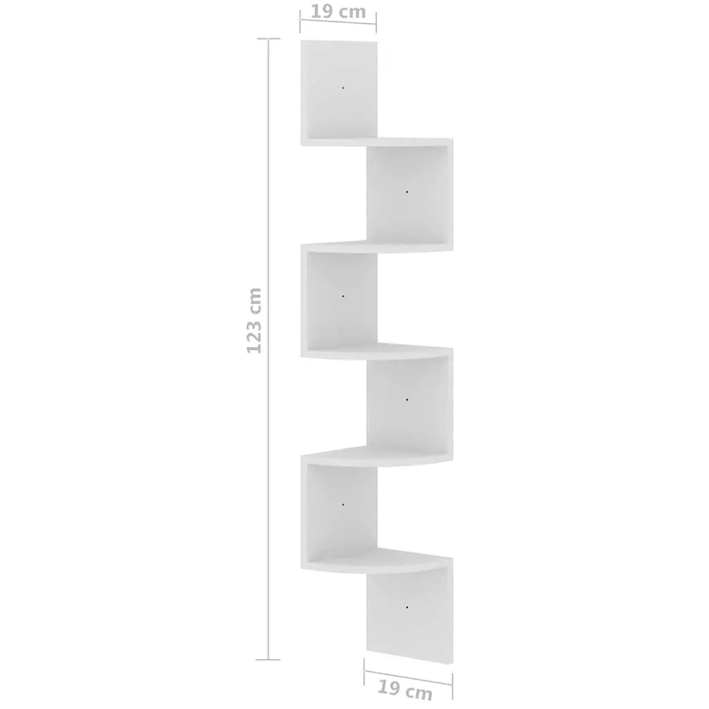 Wall Corner Shelf Engineered Wood 19x19x123cm White