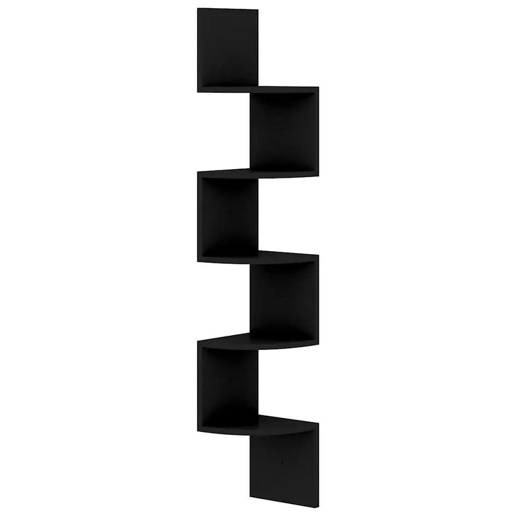 Wall Corner Shelf Engineered Wood 19x19x123 cm Black