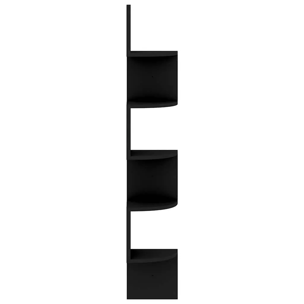 Wall Corner Shelf Engineered Wood 19x19x123 cm Black
