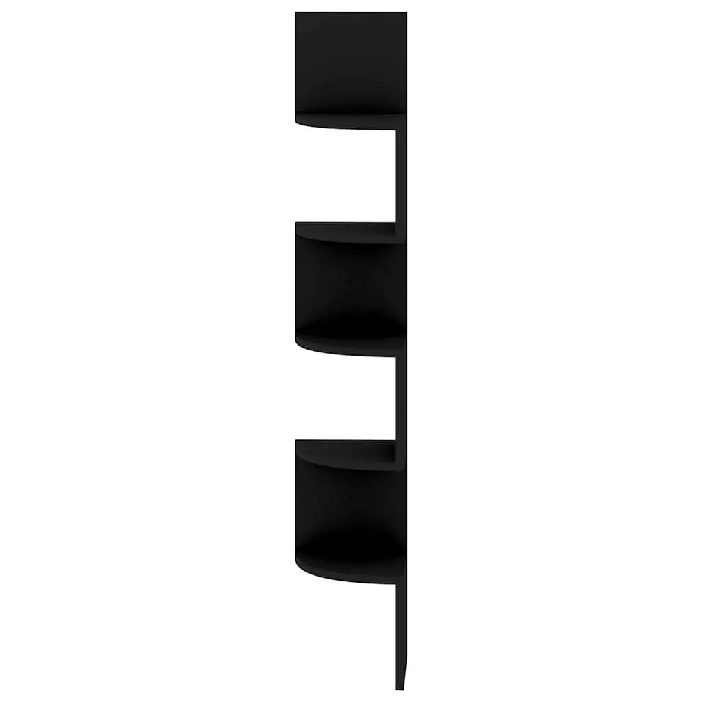 Wall Corner Shelf Engineered Wood 19x19x123 cm Black