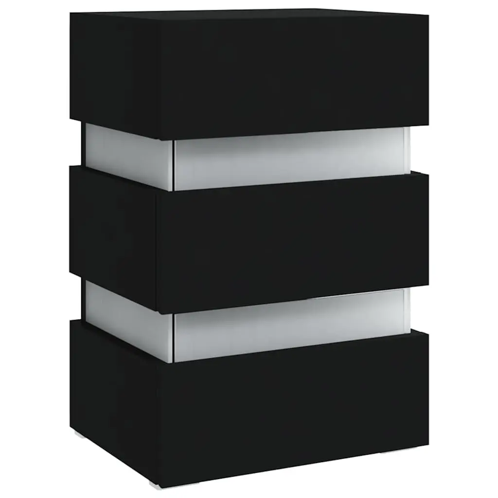Black LED Bedside Cabinet with Storage 45x35x67 cm
