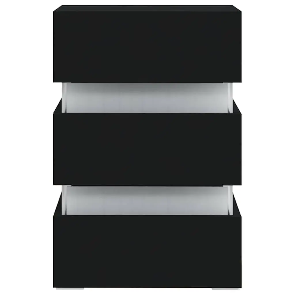 Black LED Bedside Cabinet with Storage 45x35x67 cm