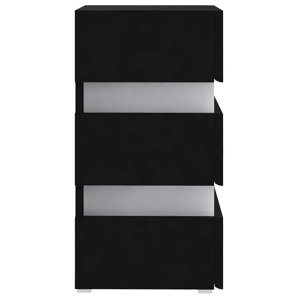Black LED Bedside Cabinet with Storage 45x35x67 cm