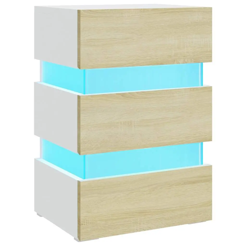 Bedside Table with LED Light and Storage
