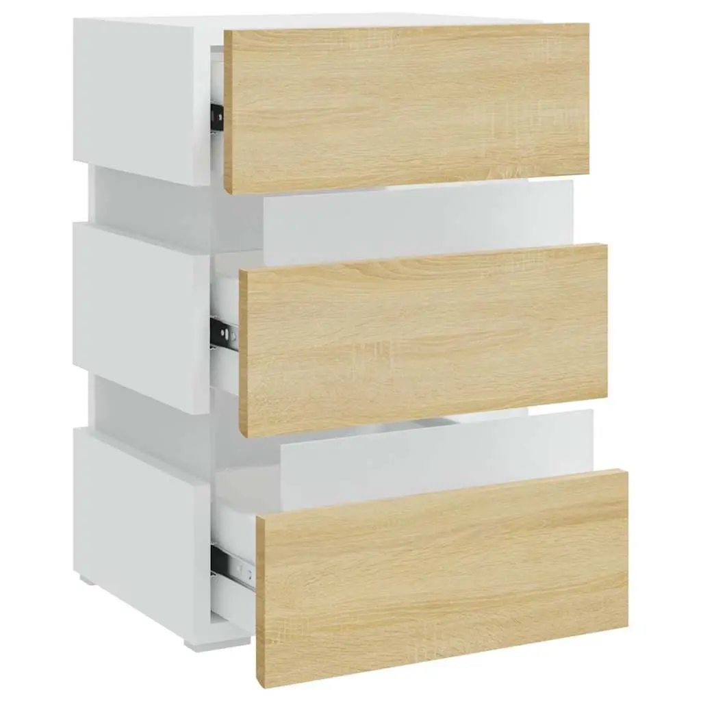 Bedside Table with LED Light and Storage