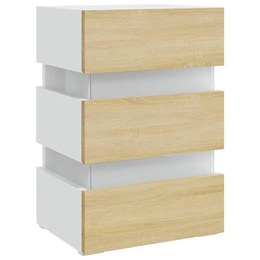 Bedside Table with LED Light and Storage